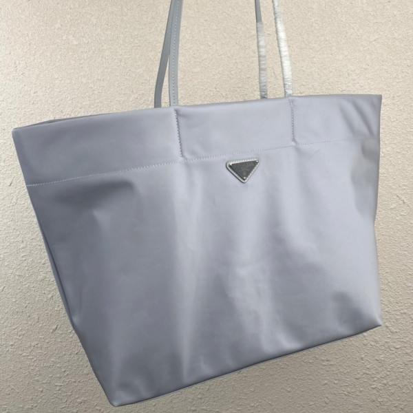 Pra*a re-nylon and saffiano leather tote bag