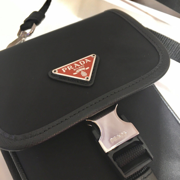 Pra*a nylon and saffiano leather smartphone case