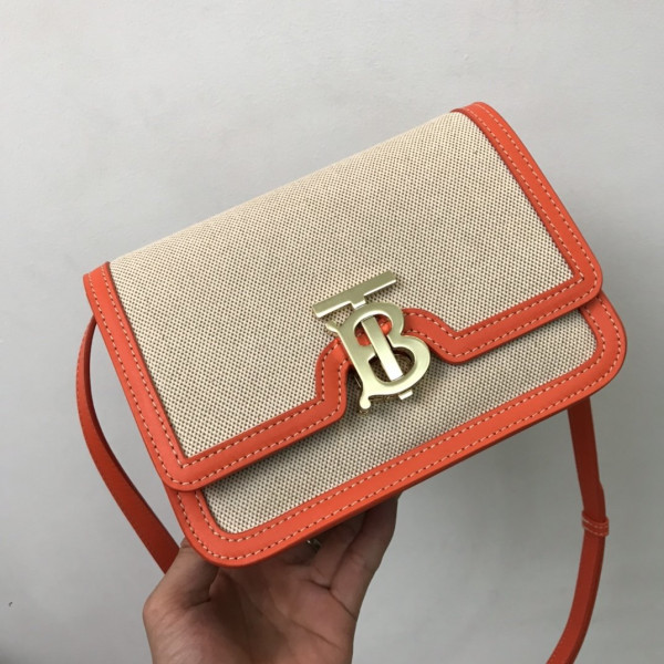 B**rry two-tone canvas and leather tb bag