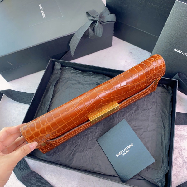 Y*L manhattan clutch in crocodile-embossed leather