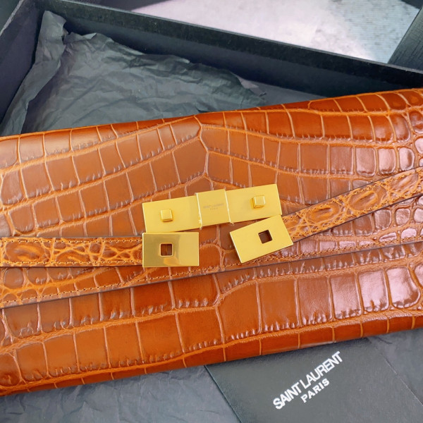 Y*L manhattan clutch in crocodile-embossed leather