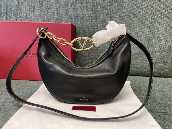 VALENTINO Small Vlogo Moon Hobo Bag - 29*23*11CM