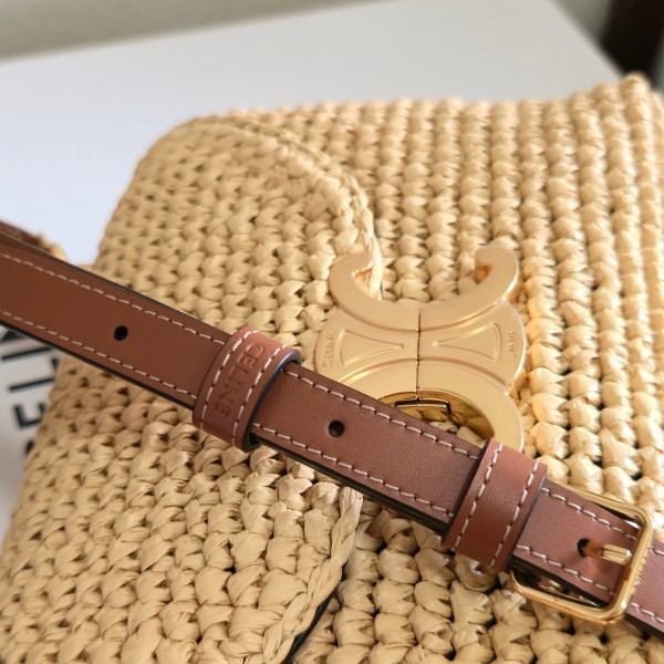 Ce**e teen nino bag in raffia and calfskin - 20.5 x 13 x 8cm