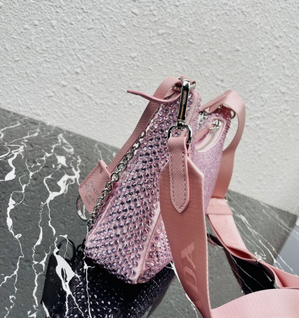 Pra*a re-edition 2005 satin bag with crystals